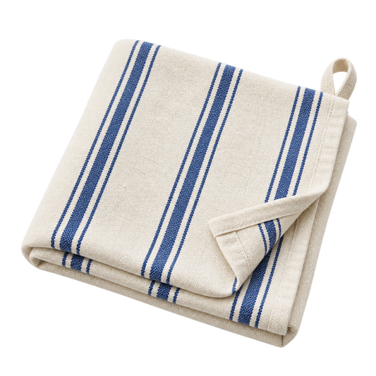 Tea towel with blue stripes, concept visualisation