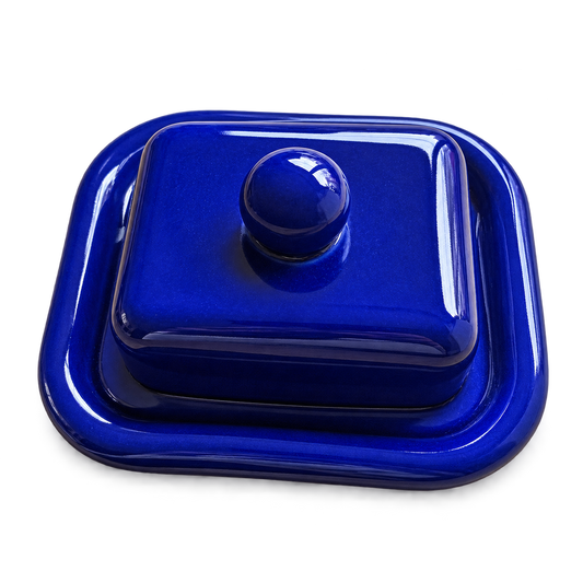 Cobalt butter dish by makaki x 1991, with lid